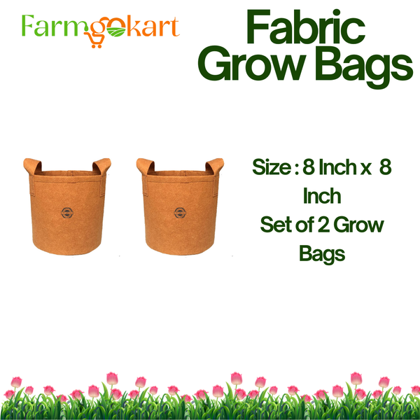 Farmgokart - Round Geo Fabric Grow Bags | Size : 8 Inch x 8 Inch | Colour-Camel