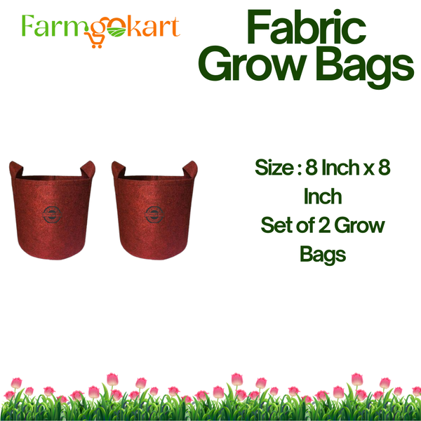 Farmgokart - Round Geo Fabric Grow Bags | Size : 8 Inch x 8 Inch | Colour-Maroon