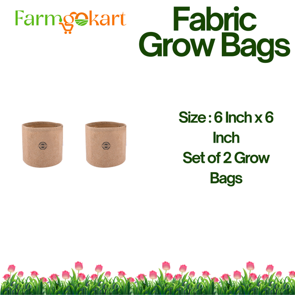 Farmgokart - Round Geo Fabric Grow Bags | Size : 6 Inch x 6 Inch | Colour-Camel