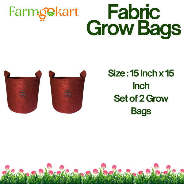 Farmgokart - Round Geo Fabric Grow Bags | Size : 15 Inch x 15 Inch | Colour-Maroon